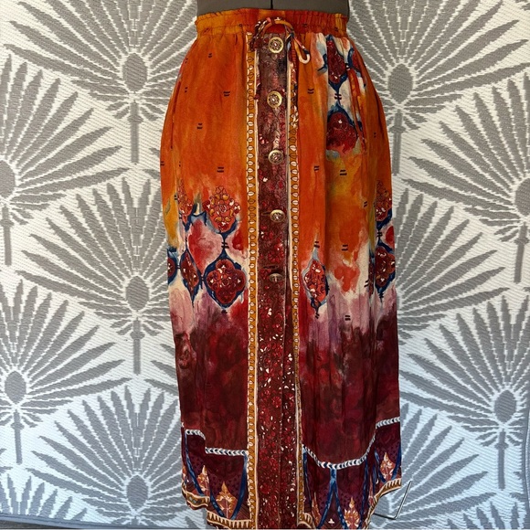 Vtg Dorothy Schoelen Platinum Maxi Skirt Size M Button Front Colorful Artsy 80s - Picture 1 of 12